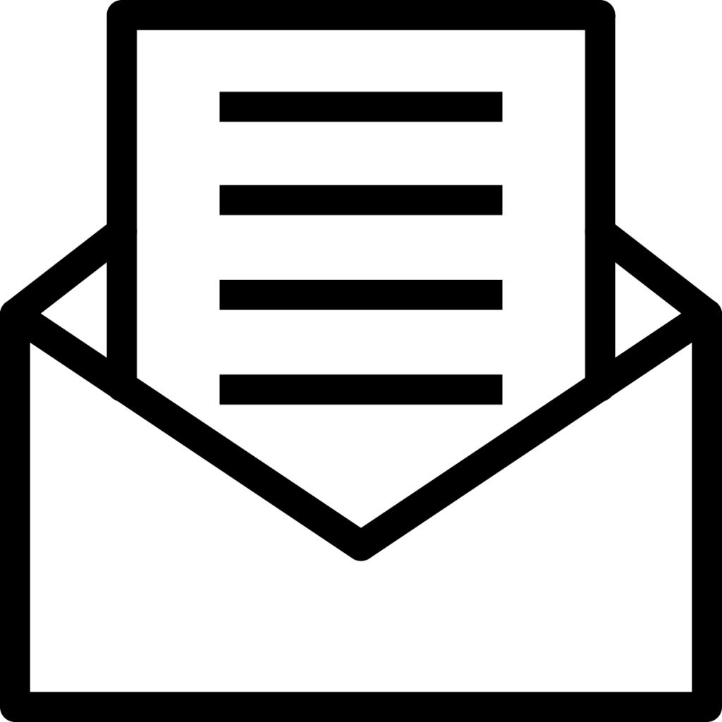 Icon: Mail going into an open envelope.